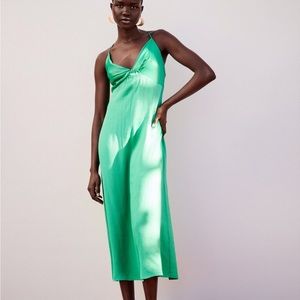 Zara Green Silky MIDI dress